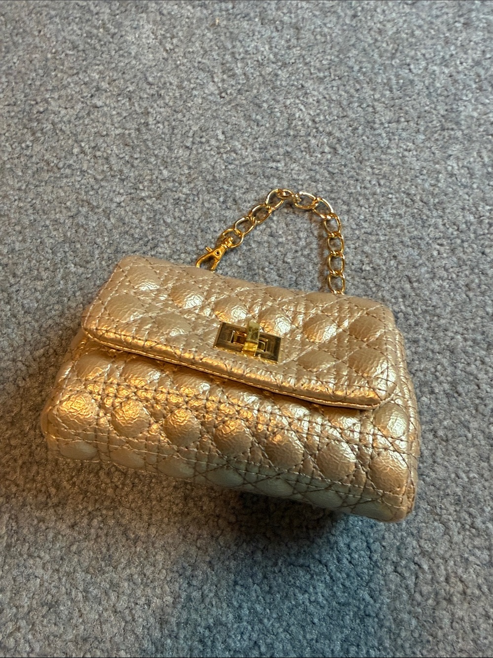 Gold Quilted Chain-Handle Women’s Shoulder Bag